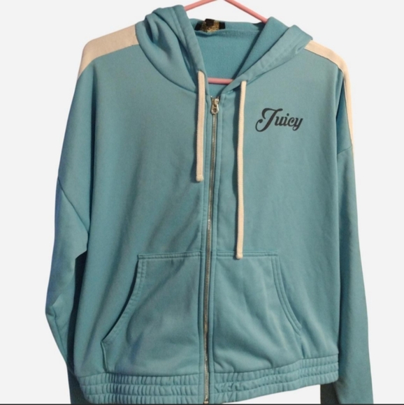 Juicy Couture Blue Uk Black Label  Zip-Up Hoodie & Matching Track Pants Tracksui - Picture 1 of 6